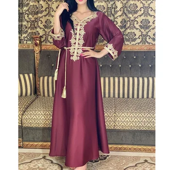 Джалабия. → Рокля за Жени Есен 2021 Мода Мюсюлмански Дубай Арабски Марокански Кафтан Халат Ислямска Дамски Дрехи