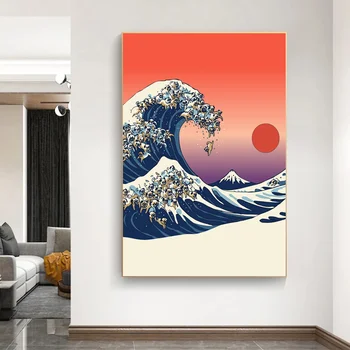 Великата Вълна от Канагавы Платно Картина на Известния Морски Пейзаж Печатане на Стенни Художествена Картина за Хол Дома Стенен Декор Куадро