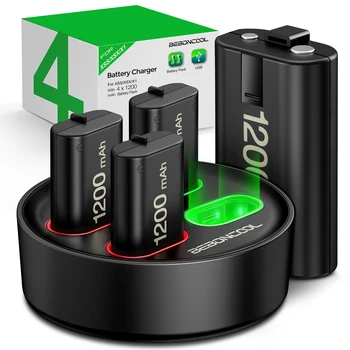 4x1200 mah Акумулаторна Батерия за Xbox Series X|S/Xbox One X/S, Безжичен Геймпад + USB Зарядно Устройство, Зарядно устройство За Xbox One Controle Батерия