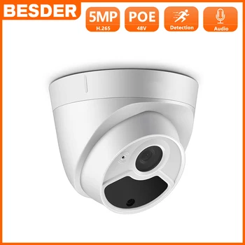 BESDER Full HD 5MP 3MP Камера за Сигурност P2P Вътрешна Куполна IP Камера С Микрофон Аудио 48 PoE P2P Електронна Поща за Откриване на Движение XMEye