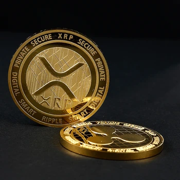 Нова Криптовалюта Crypto XRP Монета е От Сплав Ripple Монета Златна Криптовалюта с Троя Скоростна Тънка Медна Монета Ripple Поръчкови Метални Подарък БТК BitCoin