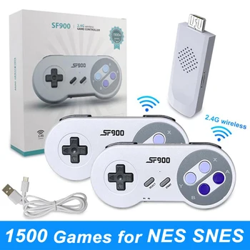 SF900 Ретро Игрова Конзола HD Детска Остана с 1500 видео игри за SNES Безжичен Контролер на 16 Бита за NES Рожден Ден, Подарък за Коледа