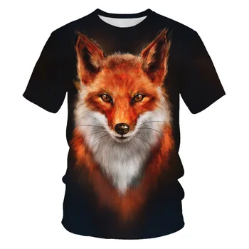 Нова Лятна Тениска Scarlet Fox с 3D Принтом Животни, Готина Забавна Тениска за Мъже и Жени, Къс Ръкав, Модерни Черни Дрехи, Блузи Размера на Плюс