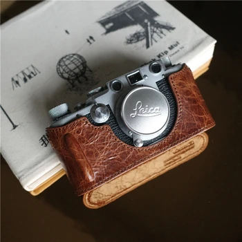 ръчна изработка на Фото Камера Естествена кожа воловья дръжка за Чанта Корпуса на СКОРОСТНАТА Калъф За Leica IIIF 3F IIIC 3C Защитната обвивка