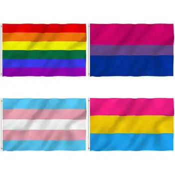 Дъгата Флаг Гей Гордост ЛГБТ Лесбийки е бисексуален Трансгендеры Пансексуалы Хомосексуалисти 3x5 Метра Знамена, Банери Украса Празничен Парад